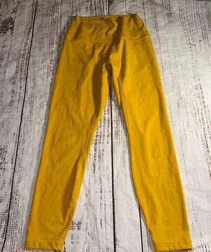 90 Degree by Reflex High Waist Solid Mustard Yellow Yoga Leggings-M
